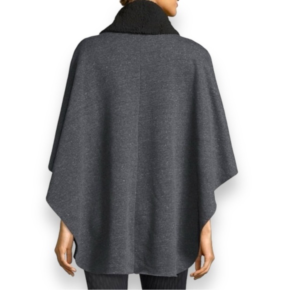 ALO Yoga Sherpa-Lined Charcoal Gray Wrap Poncho Fits Size Medium/Large - Picture 3 of 8